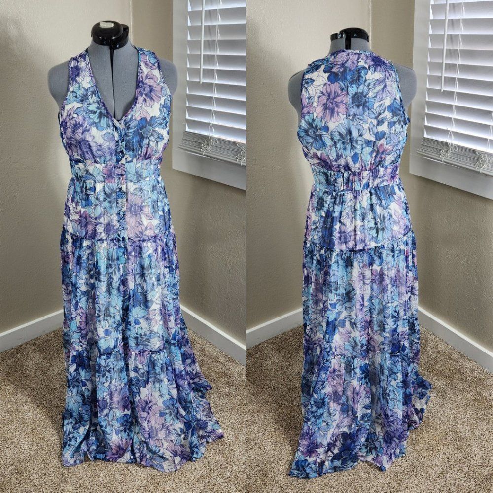 Boston Proper Floral Maxi Dress Size M EUC Style# 2BJ3770